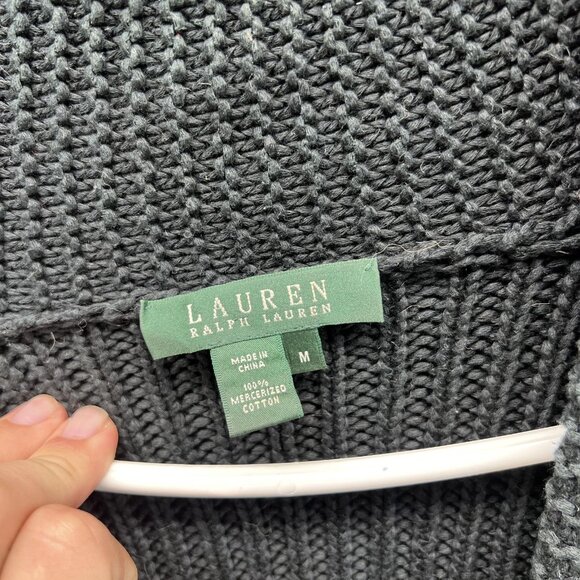 Lauren Ralph Lauren Sweater Womens Medium Black Tie Waist Open Front Cardigan - Picture 8 of 10